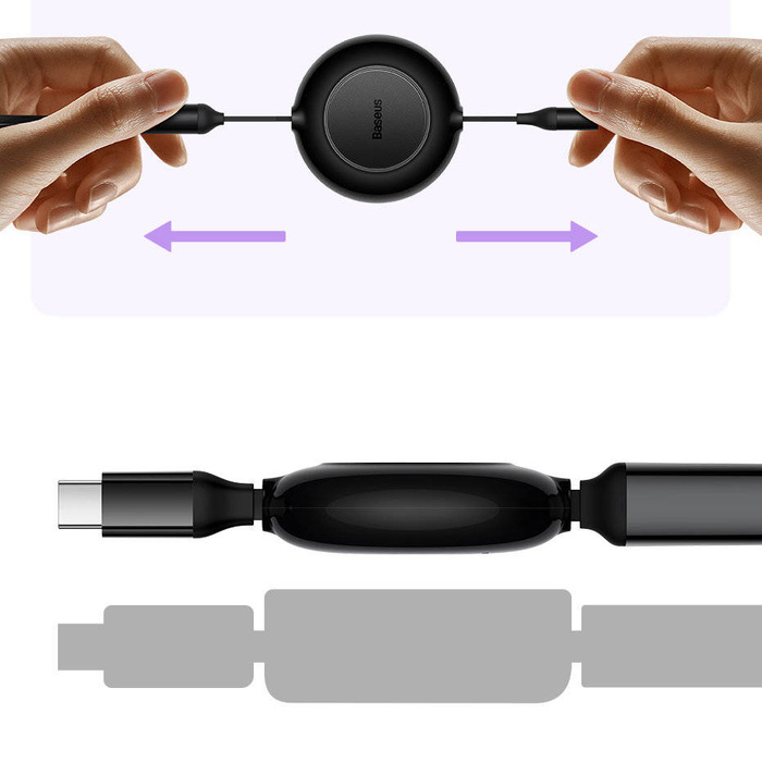 Baseus Bright Mirror 2 zwijany kabel przewód 3w1 USB Typ C - micro USB + Lightning + USB Typ C 3.5A 1.1m fioletowy (CAMJ010205)