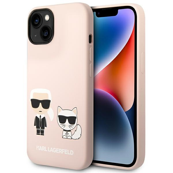 Etui KARL LAGERFELD Apple iPhone 14 Silicone Karl & Choupette Magsafe Jasnoróżowy Hardcase