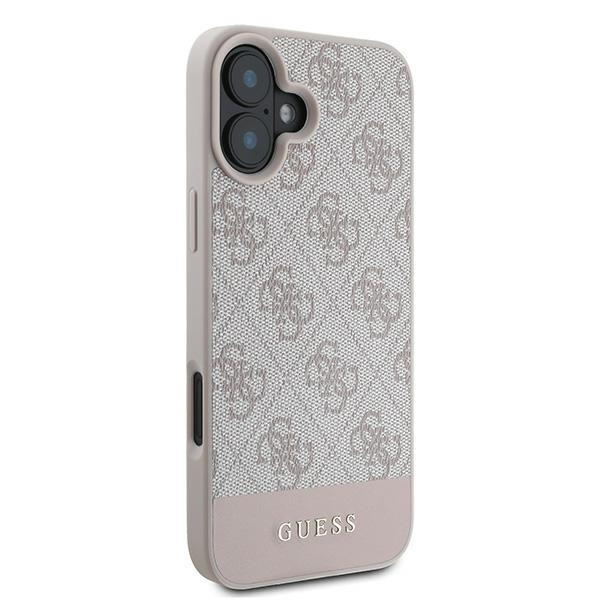 Etui Guess iPhone 16 Plus różowy/pink HC 4G PU Bottom Stripe