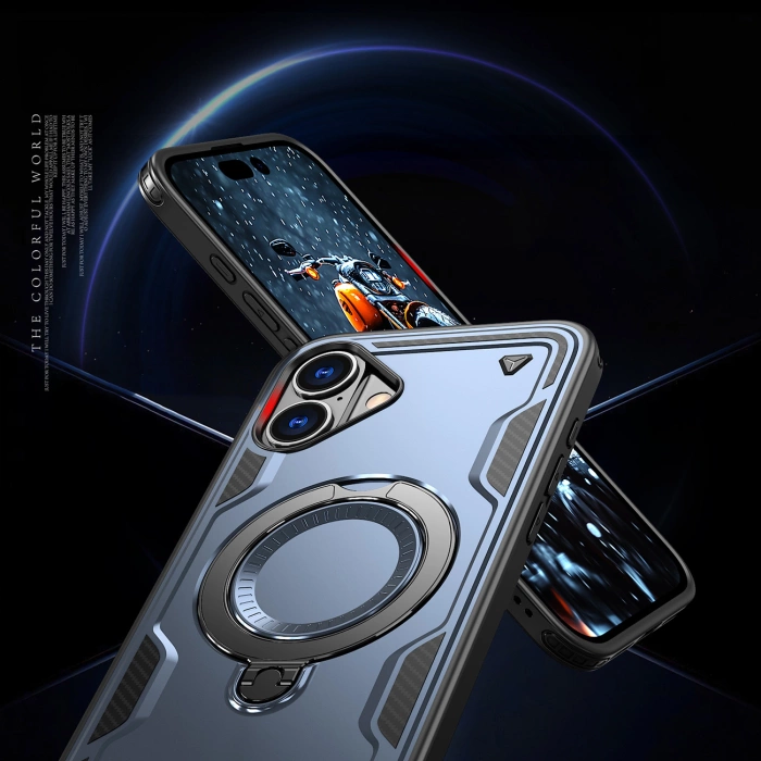 Etui Hybrid Armor Trendy z MagSafe na iPhone 16 - niebieskie