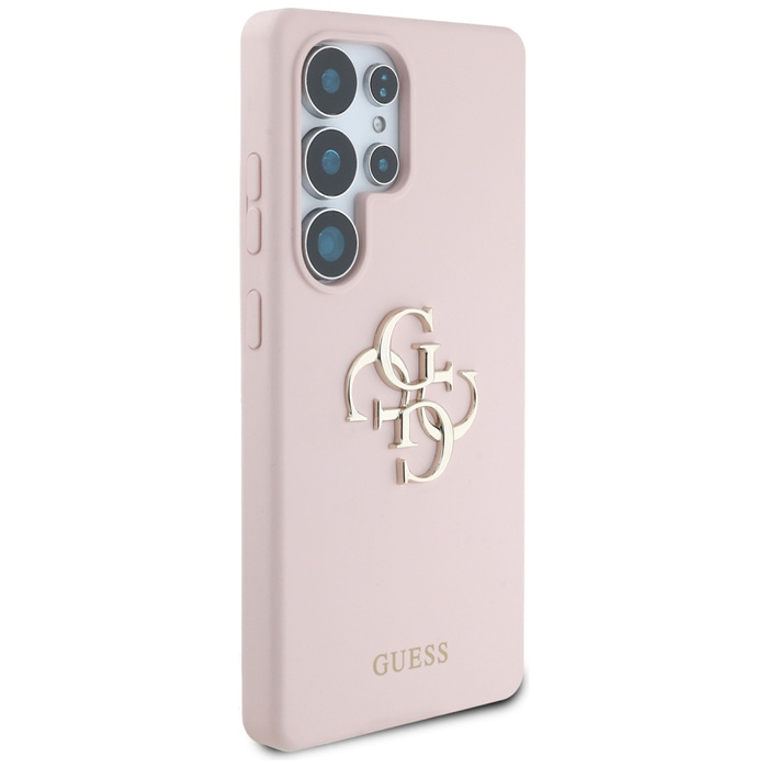 Etui Guess Silicone Big 4G Logo Bottom    Script Samsung Galaxy S25 Ultra różowy