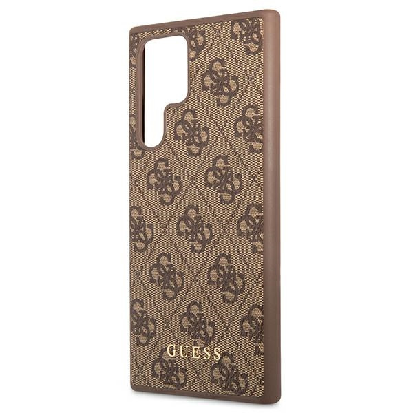 Etui GUESS Samsung Galaxy S22 Ultra 4G Metal Gold Logo Brązowy Hardcase