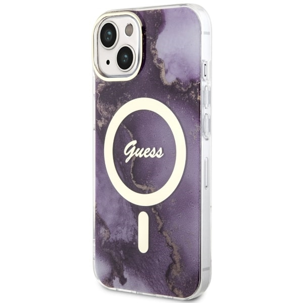 Etui Guess GUHMP14SHTMRSU iPhone 14 6.1" purpurowy/purple hardcase Golden Marble MagSafe Case