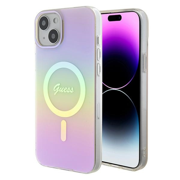 Etui Guess GUHMP15SHITSP iPhone 15 6.1" różowy/pink hardcase IML Iridescent MagSafe Case