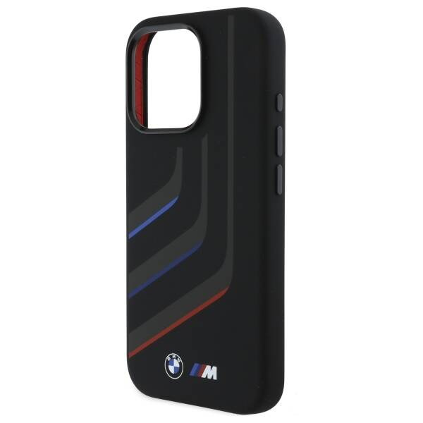Etui BMW iPhone 16 Pro Max czarny/black hardcase Silicone Turning Lines MagSafe