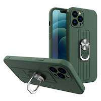 ETUI Ring Case silikonowe etui z uchwytem na palec i podstawką do Samsung Galaxy A22 4G ciemnozielony CASE
