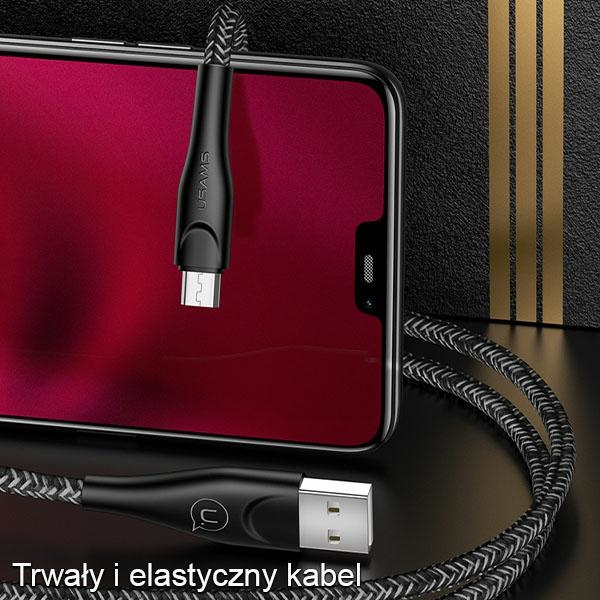 USAMS Kabel pleciony U41 MicroUSB/USB Fast Charge 2m czerwony/red SJ396USB02 (US-SJ396)