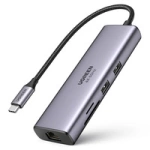 HUB 7w1 Ugreen CM512 USB-C / 2x USB-A 3.2 / HDMI 4K / czytnik SD TF / USB-C PD 100W / RJ45 - szary