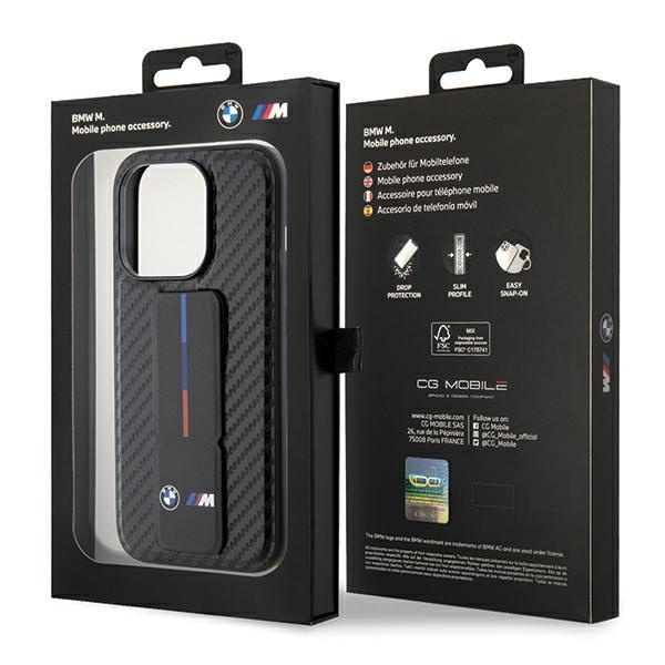Etui Bmw Bmhcp15lgspcck Iphone 15 Pro 6.1" Czarny/black Hardcase Grip Stand Smooth & Carbon Case