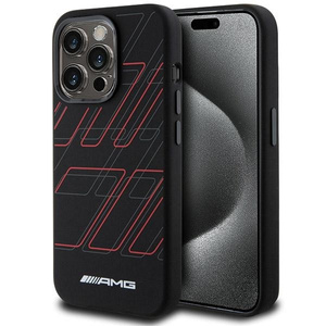 Etui AMG AMHMP15L23SSPK iPhone 15 Pro 6.1" czarny/black hardcase Silicone Large Rhombuses Pattern MagSafe Case