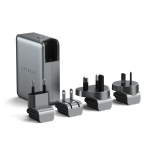 Satechi 4-Port GaN Travel Charger - ładowarka podróżna 145W  z 4 adapterami do gniazdek - US, UK, EU, AS (4x USB-C)