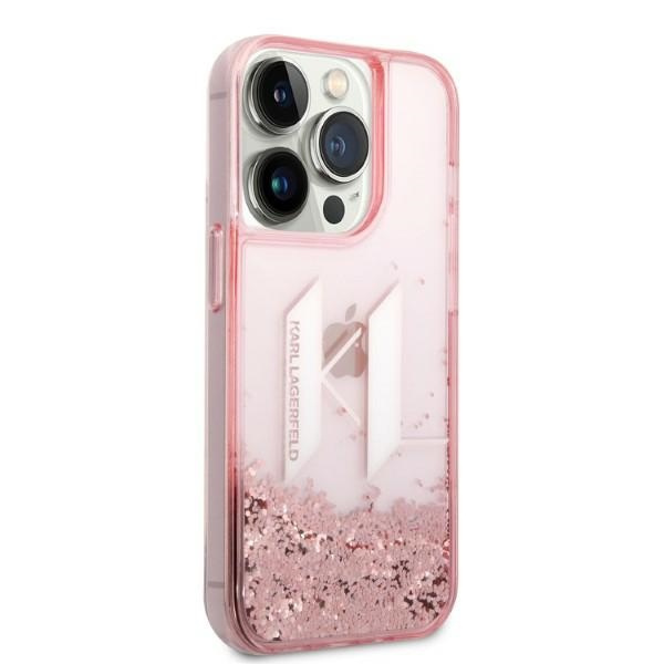 Etui KARL LAGERFELD Apple iPhone 14 Pro Liquid Glitter Big KL Różowy Hardcase