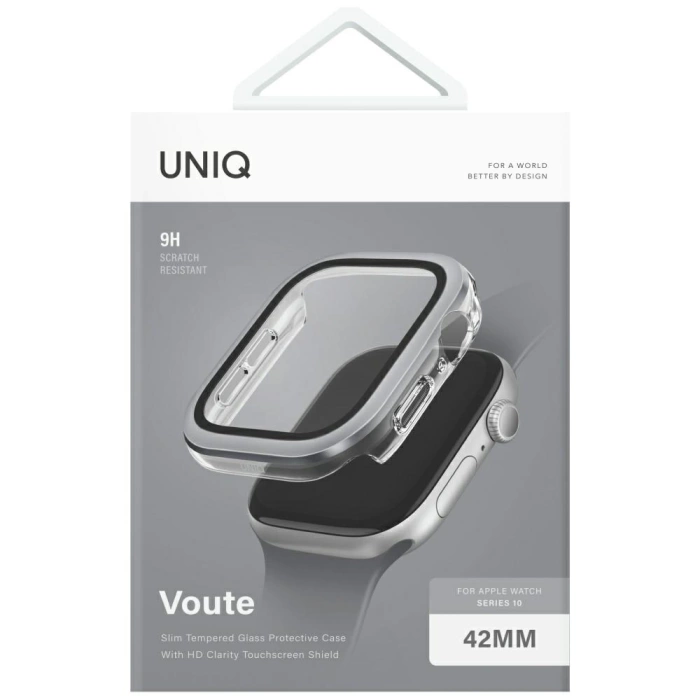 Etui Szkło Hartowane UNIQ Voute do Apple Watch Series 10 42mm srebrny