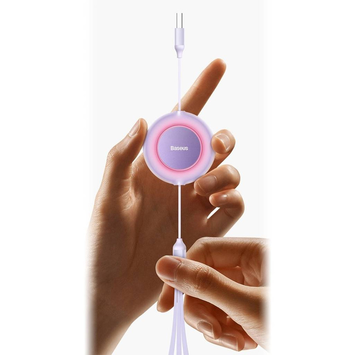 Baseus Bright Mirror 2 zwijany kabel przewód 3w1 USB Typ A - micro USB + Lightning + USB Typ C 66W 1.1m czarny (CAMJ010101)