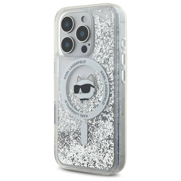 Etui Karl Lagerfeld iPhone 16 Pro 6.3" hardcase transparent Liquid Glitter Choupette Head Magsafe