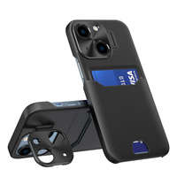 Etui Leather Stand Case Etui Do iPhone 14 Plus Pokrowiec Portfel Na Kartę Z Podstawką Czarne Case