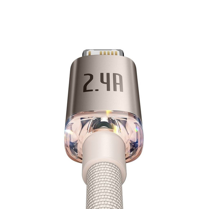 Baseus Crystal Shine Series kabel USB - Lightning 2,4A 20W 2m różowy (CAJY001204)