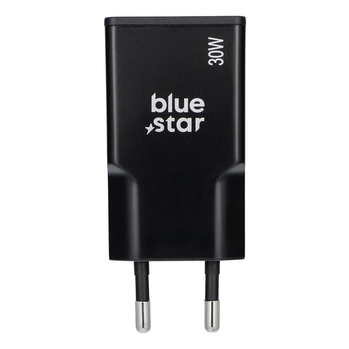 Ładowarka sieciowa do telefonu Blue Star Slim GaN 2x Typ C QC4.0 PD 3A 30W TFK-SC-30WCC czarna