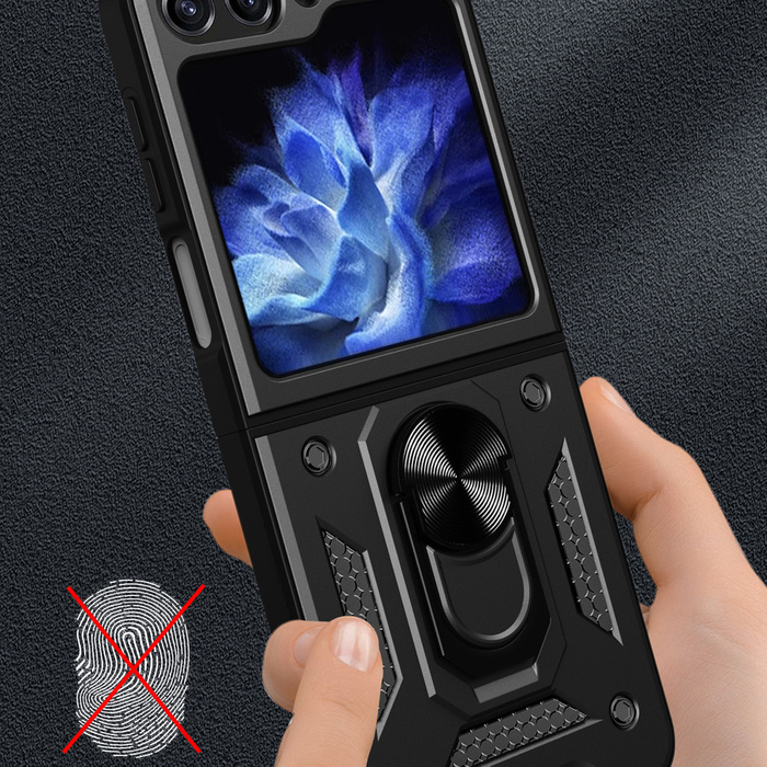 Etui pancerne Hybrid Armor Camshield do Galaxy Z Flip 5 5G z osłoną na aparat - czarne