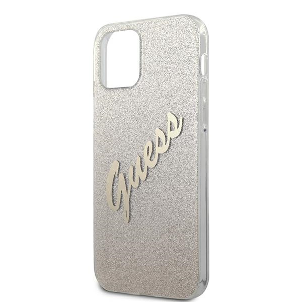 Etui GUESS Apple iPhone 12 12 Pro Glitter Gradient Script Złoty Hardcase