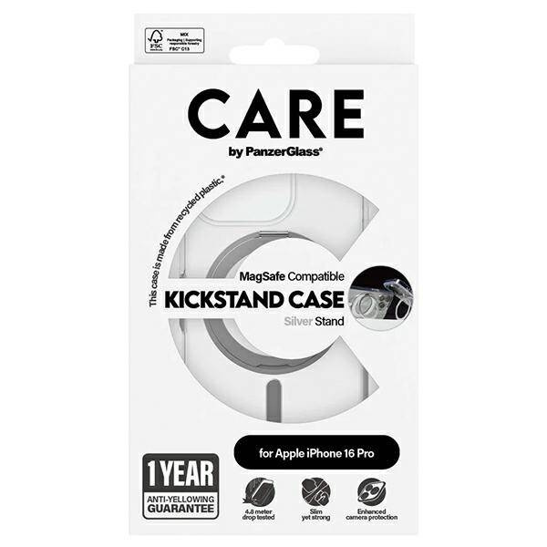 Etui CARE by PanzerGlass Feature Kickstand Case iPhone 16 Pro 6.3" srebrny/silver MagSafe 1326