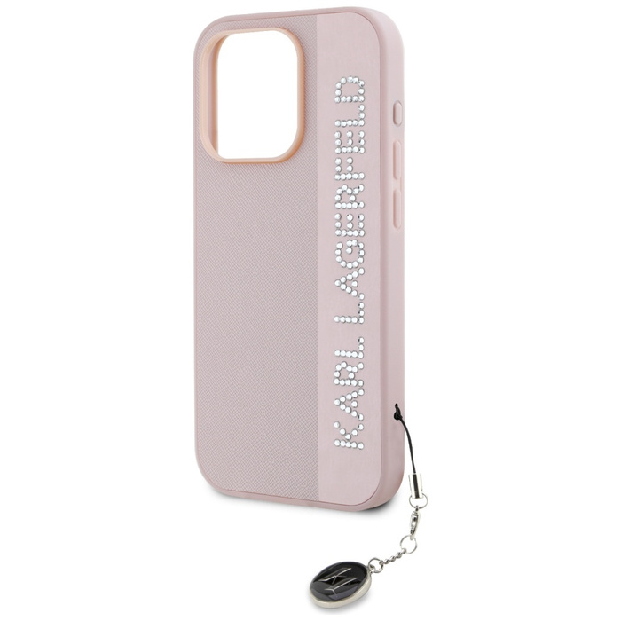 Etui Karl Lagerfeld KLHCP15LPSAKDGCP iPhone 15 Pro 6.1" różowy/pink hardcase Saffiano Rhinestones & Charm