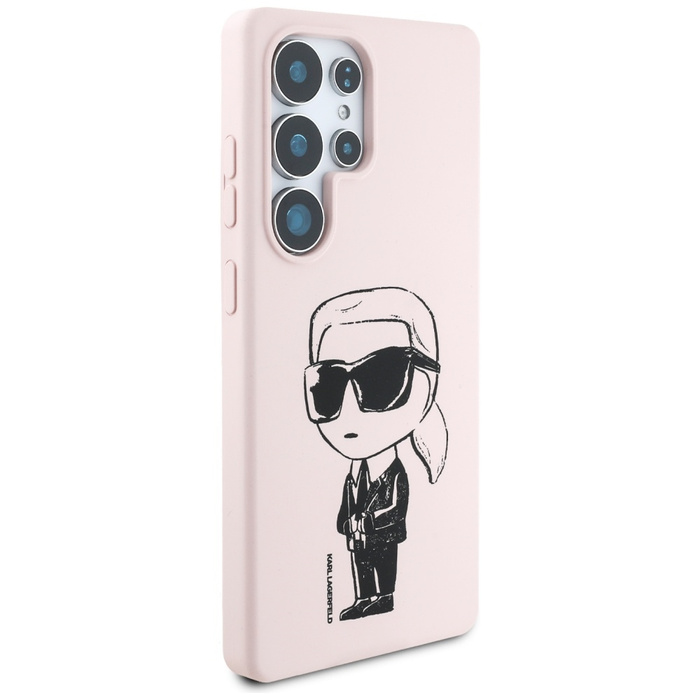 Etui Karl Lagerfeld Silicone Graffiti     Ikonik Printed Logo MagSafe do Samsung Galaxy S25 Ultra różowy