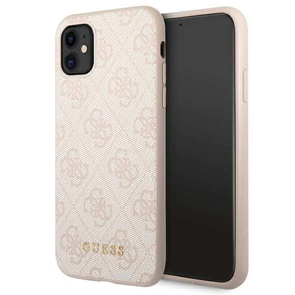 Etui GUESS Apple iPhone 11 4G Metal Gold Logo Różowy Hardcase