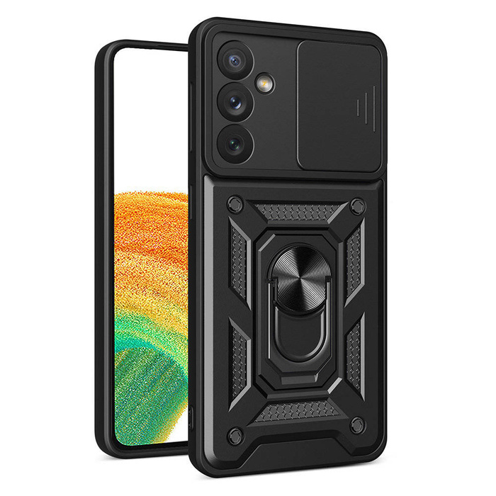 Etui Hybrid Armor Camshield etui do Samsung Galaxy A14 pancerny pokrowiec z osłoną na aparat czarne Case