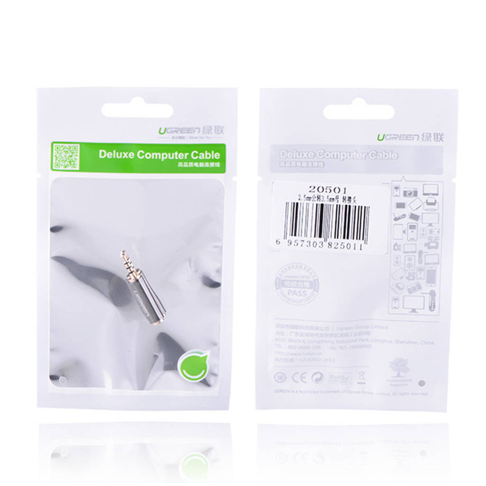 Ugreen adapter audio jack 2.5mm męski z jack 3.5mm żeński czarny (20501)