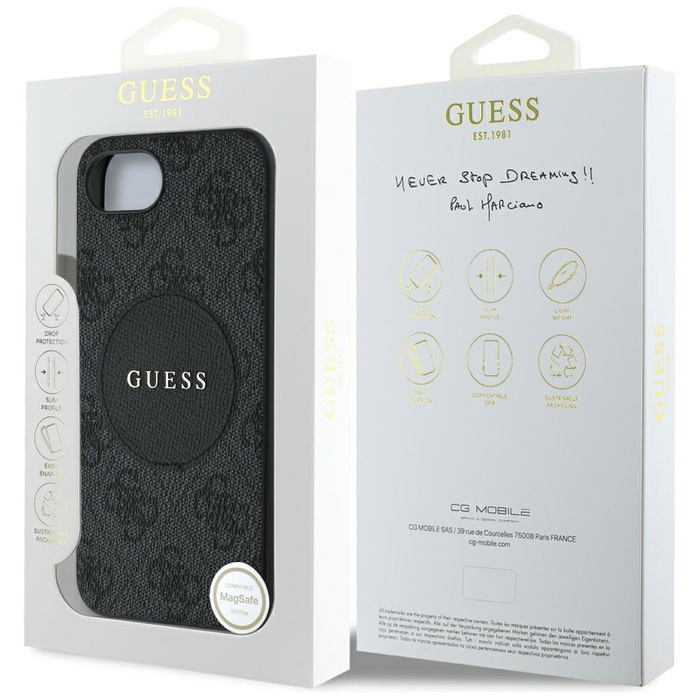 Etui Guess 4G Circle Classic Logo        MagSafe do iPhone 16e czarny