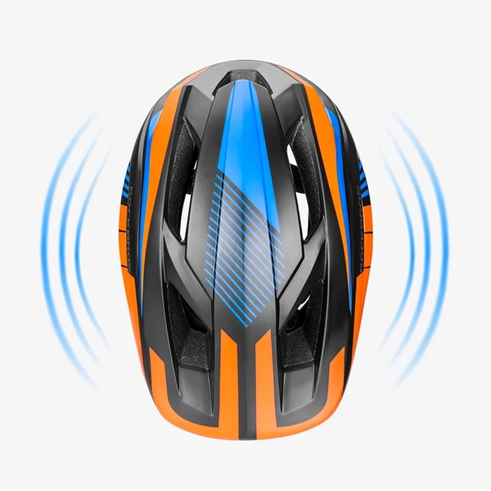 Kask rowerowy Rockbros TT-32SOBL-M dziecięcy z odpinaną szczęką rozmiar M - czarno-pomarańczowy