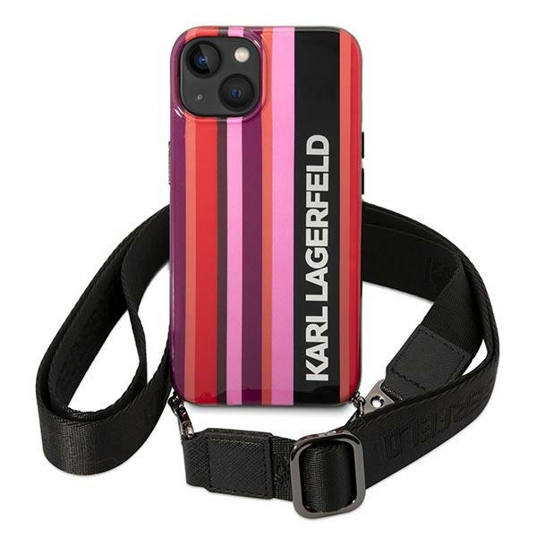 Etui KARL LAGERFELD Apple iPhone 14 Color Stripes Strap Różowy Hardcase