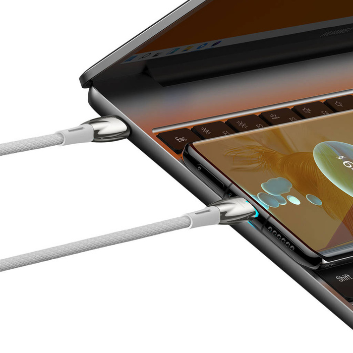 Baseus Glimmer Series kabel z szybkim ładowaniem USB-C 480Mb/s PD 100W 2m biały