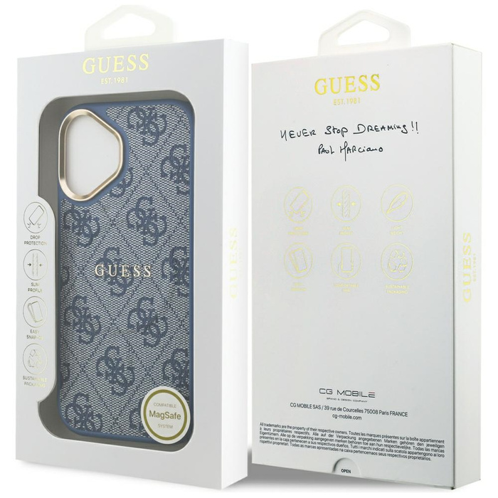 Etui Guess 4G PU Classic Logo MagSafe do iPhone 17 niebieski