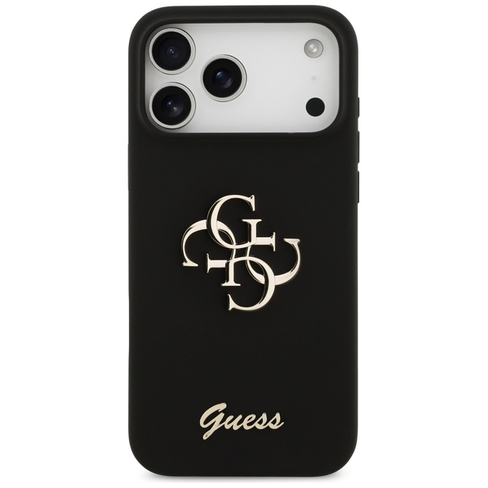 Etui Guess Silicone Big 4G Script do     iPhone 17 Pro Max czarny