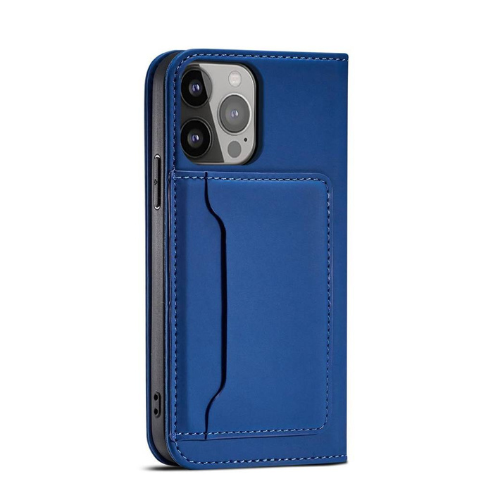 Magnet Card Case etui do iPhone 13 Pro pokrowiec portfel na karty kartę podstawka niebieski