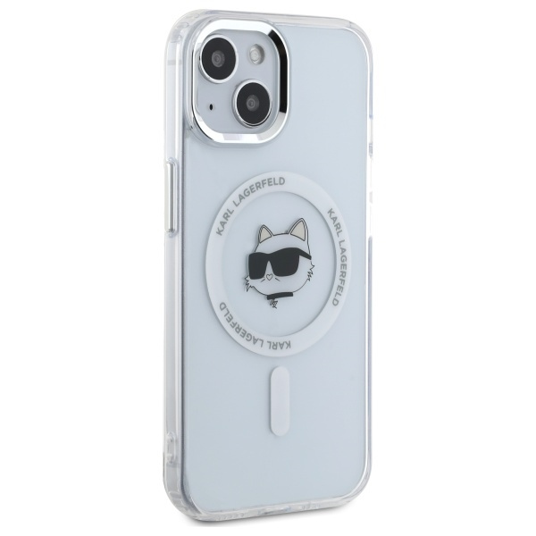 Karl Lagerfeld KLHMP15SHLSCHH iPhone 15   6.1" biały/white hardcase IML Metal Choupette Head MagSafe