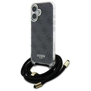 Etui Guess iPhone 16 czarny/black hardcase Crossbody Cord 4G Print