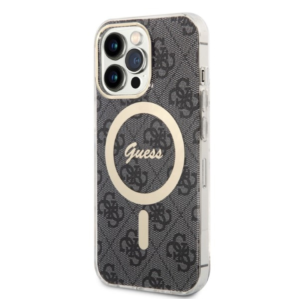 Zestaw Etui Guess Case+ Charger iPhone 13 Pro Max czarny/black hard case 4G Print MagSafe