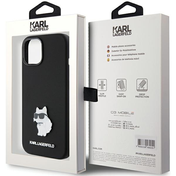 Etui Karl Lagerfeld KLHCP15MSMHCNPK iPhone 15 Plus 6.7" czarny/black Silicone Choupette Metal Pin Case