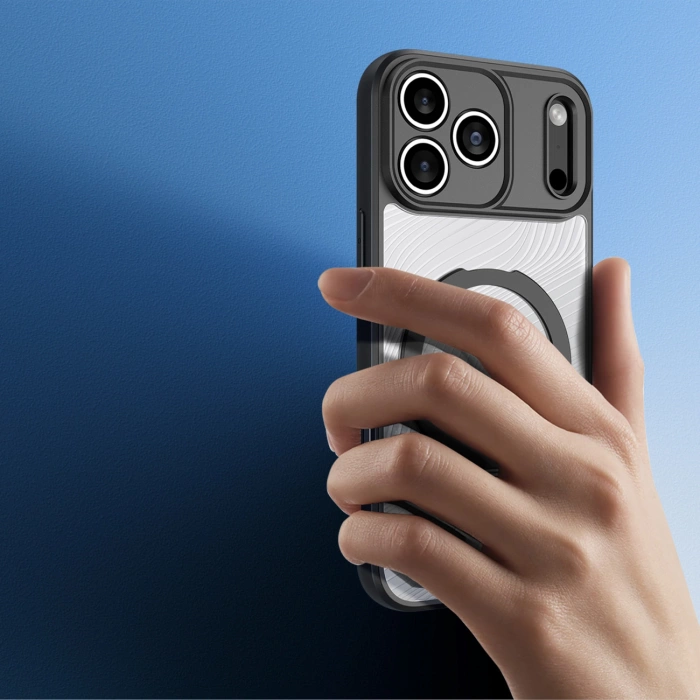 Etui Dux Ducis Aimo Mag z pierścieniem magnetycznym i podstawką na iPhone 17 Pro – czarne