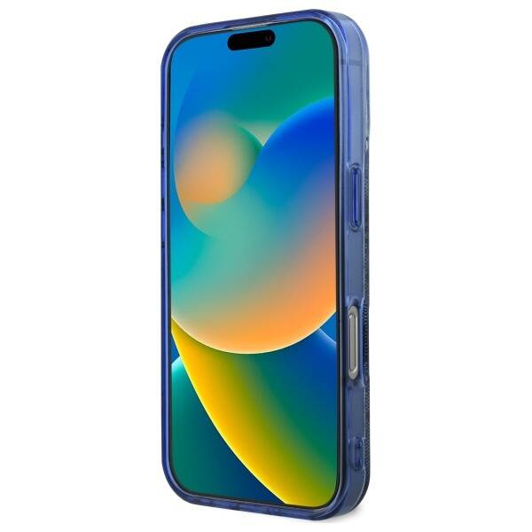 Etui Guess iPhone 16 Pro 6.3" niebieski/blue hardcase IML Peony On 4G Background MagSafe