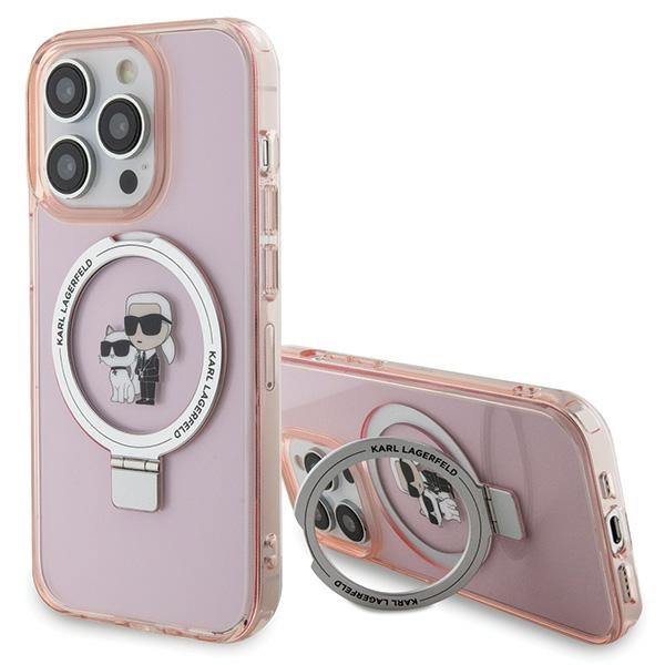 Etui Karl Lagerfeld KLHMP15LHMRSKCP iPhone 15 Pro 6.1" różowy/pink hardcase Ring Stand Karl&Choupettte MagSafe Case