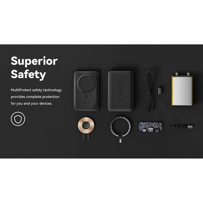 VEGER powerbank 10000 mAh z ładowaniem indukcyjnym kompatybilny z MagSafe PD QC3.0 2A 20W MagOn (VP1151 / W1151) biały
