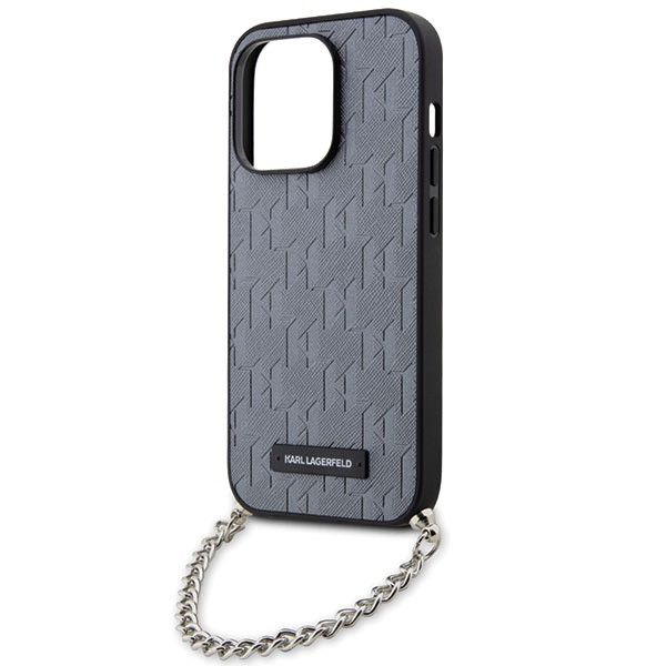 Etui Karl Lagerfeld KLHCP14XSACKLHPG iPhone 14 Pro Max 6.7" srebrny/silver hardcase Saffiano Monogram Chain Case
