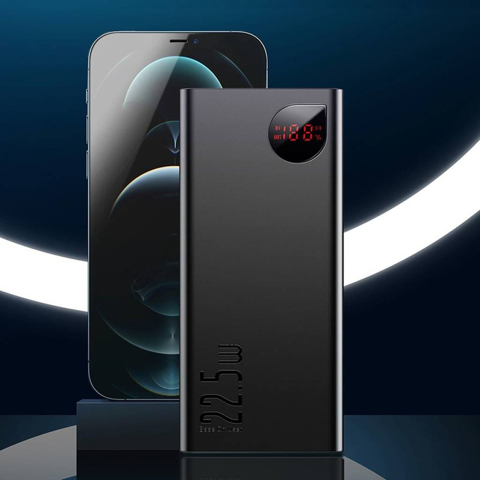 Baseus Adaman Metal powerbank z szybkim ładowaniem 10000mAh 22.5W (Overseas Edition 2021) z Kablem USB-A - USB-C 0.3m Czarny