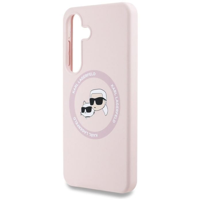 Etui Karl Lagerfeld Silicone Double       Heads And Circle MagSafe do Samsung Galaxy S25+ różowy