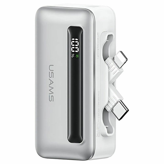 USAMS Powerbank 4500mAh USB-C/Lightning   20W PD Fast Charge srebrny/silver XB Series 4K5CD23302 (US-CD233)