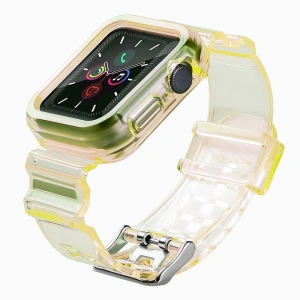 Silikonowa opaska pasek bransoleta bransoletka etui Strap Light Set do zegarka Apple Watch 38 mm - żółta
